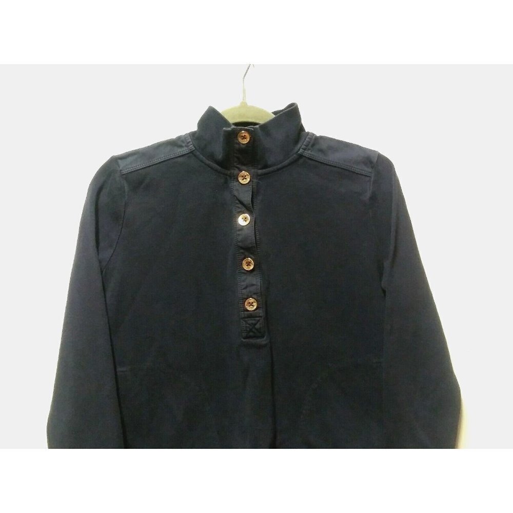 Ralph Lauren Womens Jacket Sz M Full Zip RIBBED knit Navy Mock Neck gold buttons - Picture 1 of 6
